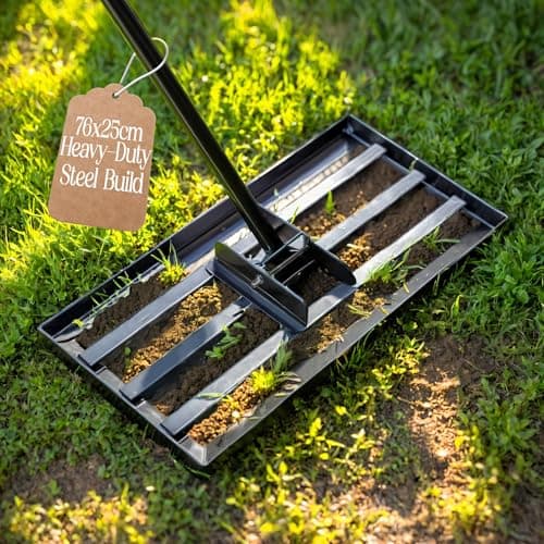 Image of Pelle & Sol 76 x 25 cm Lawn Levelling Rake for Gardening - 7FT Adjustable Heavy Duty Garden Rake – Stainless Steel Lawn Lute & Leveling Tool – Rakes for Gardening, Garden Tools for Landscaping