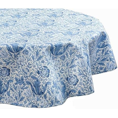 Image of WILLIAM MORRIS Blue Compton 132 x 178cm Fabric Tablecloth