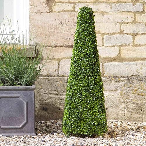 Image of Garden Mile 2ft Artificial Topiary Obelisk Tree 60cm Large Fake Pyramid Cone Tree Outdoor Boxwood Topiary Plant Faux Green Leaf Hedge Artificial Garden Plant