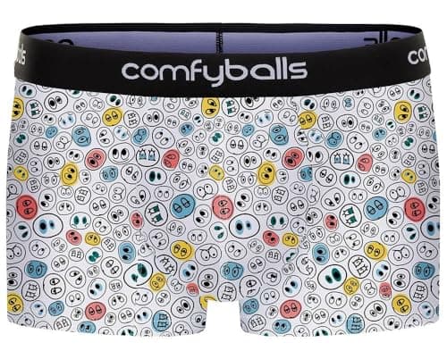 Image of Comfyballs Mens Cotton Regular Boxer - Smiley White, White, 3XL