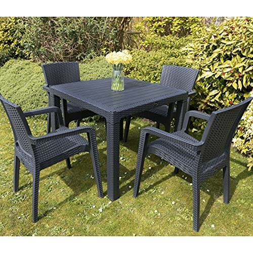Image of Comfort Time Outdoor Patio Furniture Set 4 Chairs Table Garden Coffee Bistro Set Rattan Style