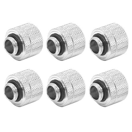 Image of dracaena.io 6 pack G1/4" thread to 14mm outer diameter, Hard Tubing Compression Fitting with high body design for Computer water cooling system,Silver