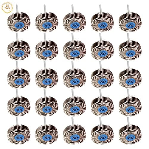 Image of Iyowei 25Pcs Flap Wheel, 80 Grit Dremel Flap wheel Sandpaper Flap Wheel Sanding Drums Sleeves for for Drill, Grinder, Rotary Tool, 32 x 10 x 3.2mm