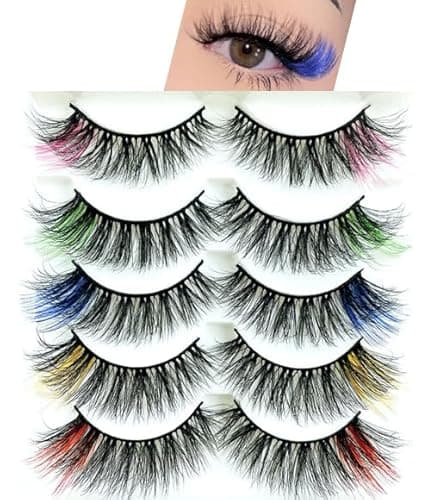 Image of Natural Strip Faux Mink Coloured LashesFluffy Curly Mink LashesReal 3D Natural Wispy Selfies Lashes5Pairs Pack