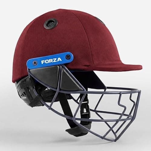 Image of FORZA Pro STL Cricket Helmet – Professional Grade Adjustable Helmet for Junior, Youth & Senior Players | 3 Sizes | 4 Colour Options (Maroon, Large (59-62cm))