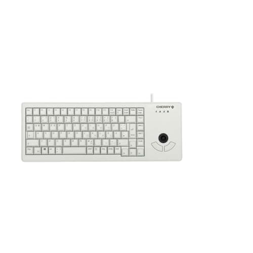 Image of CHERRY G84-5400 XS, Compact Keyboard with Trackball, EU Layout (QWERTY), Wired (USB-A port), Mechanical ML Switches, Light Grey