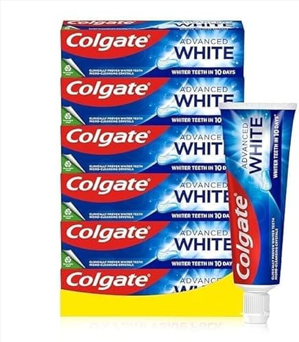 Image of Colgate Advanced White Toothpaste 100ml, Pack of 6, clinically proven whiter teeth in 10 days