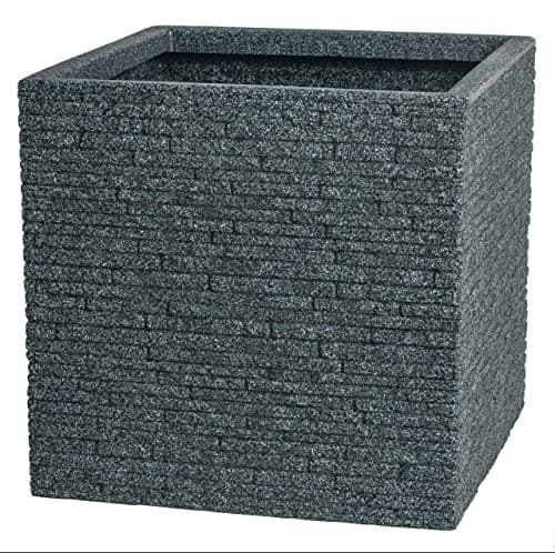 Image of Strata Large Square Slate Effect Planter 38cm in Ash