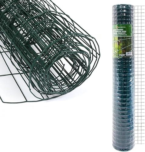 Image of Green Coated Galvanised Wire - Garden Netting Mesh 25mm Outdoor 0.9m X 10m | Anti-rust Wire Netting, For Animal Garden Enclosure And Diy Craft Home Decors | Sorting & Organising