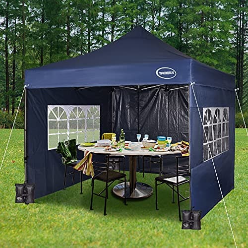 Image of MAXIMUS HEAVY DUTY POP UP GAZEBO 3m x 3m COMMERCIAL MARKET STALL WITH 4 WEIGHT BAGS (4 Walls, Blue)