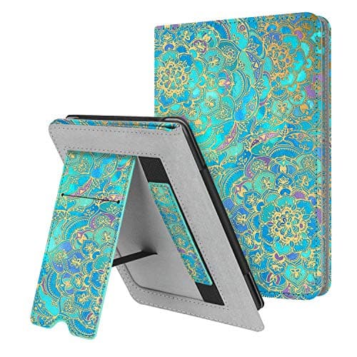 Image of FINTIE Stand Case for 6" Kindle Paperwhite (Fits 10th Generation 2018 and All Paperwhite Generations Prior to 2018) - Premium PU Leather Sleeve Cover with Card Slot and Hand Strap, Shades of Blue
