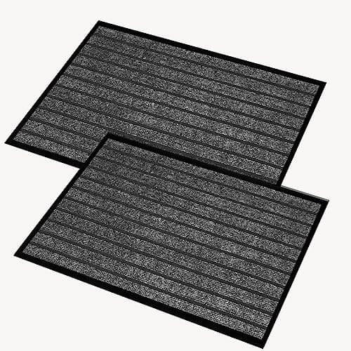 Image of Hafaa Grey Door Mat 2 Pack 50x80 cm Water Absorbent Rubber Mat