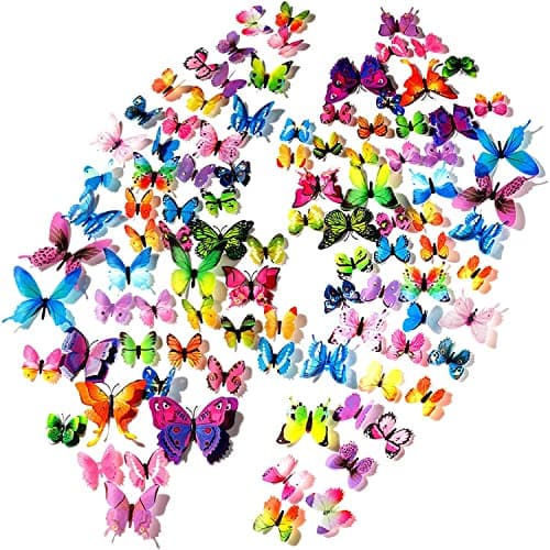 Image of 120PCS 3D Colorful Butterfly Wall Stickers, Butterfly Wall Decals, Removable Butterflies DIY Art Decor Crafts for Party Offices Bedroom Room Sticker Set