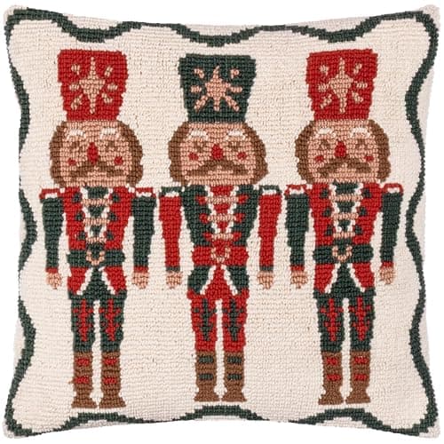 Image of furn. Nutcracker Trio Feather Filled Cushion – Festive Christmas Tufted Decorative Pillow with Textured Nutcracker Design (Multicolour - 45x45cm)