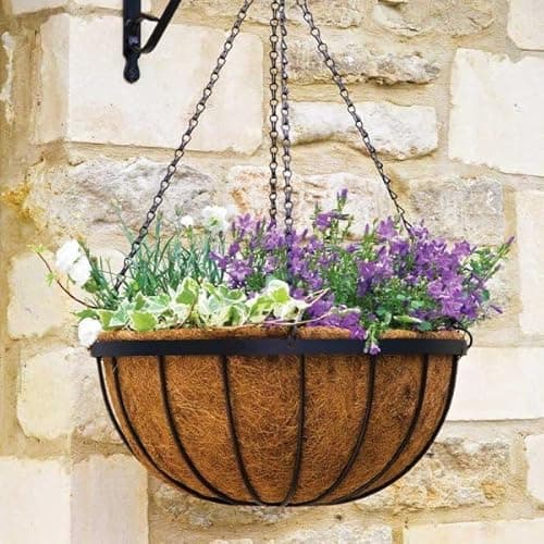 Image of Garden Mile hanging basket Outdoor Durable Metal Basket for garden Decorations, Balcony, Patio Hanging Flower Planters - Weatherproof garden planter (12" Saxon Hanging Basket)