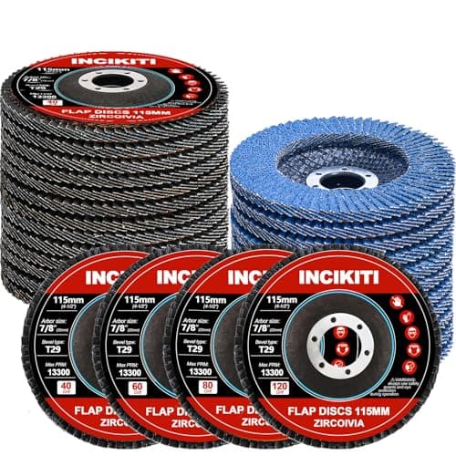 Image of Flap Discs 115mm Angle Grinder Discs - INCIKITI 20pcs Grinding Discs 40/60/80/120 Grit Sanding Discs for Angle Grinder, Type 29 Grinding Discs 115mm for Metal Wood, Stainless Steel Grinding