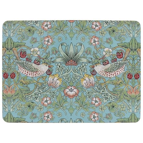 Image of The Leonardo Collection William Morris Strawberry Thief Placemats S4 Home & Kitchen | Easy Clean & Washable Place Mats For Table & Daily Use| Stylish and Decorative Table Mats Gift for Women & Men