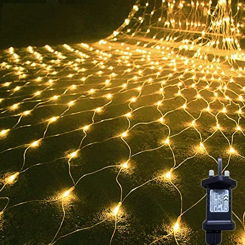 Image of Gresonic Net Fairy Lights Warm White 320LED 2.5x1.8m /8.2x5.9ft 8 Mode Timer Mains Powered IP44 Waterproof Christmas Mesh String Lights Indoor & Outdoor Bushes Decorations (320LED, Warm White 8 Modes)