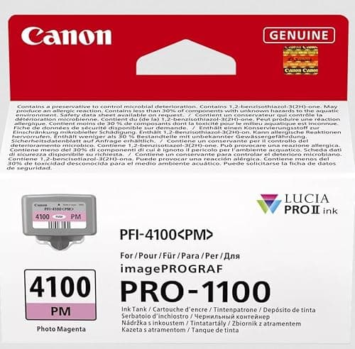 Image of Canon PFI-4100PM Genuine Printer Ink Cartridge - High Performance & Fade Resistant Ink (1 x Photo Magenta Cartridge) - Compatible with imagePROGRAF PRO-1100