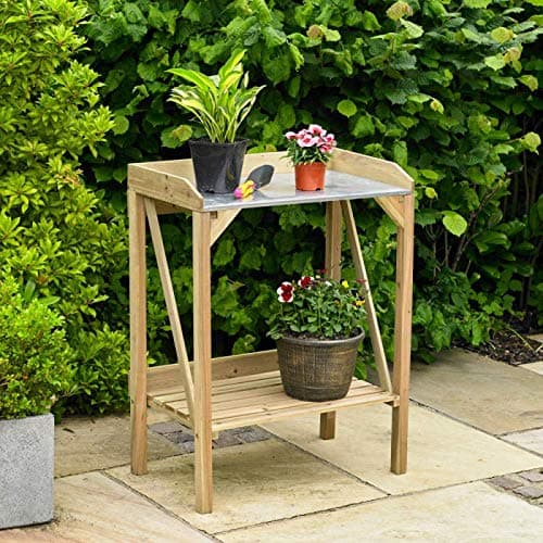 Image of Unibos - Wooden Potting Planting Table Practical Working Decorative Bench Station Flower Garden Greenhouse