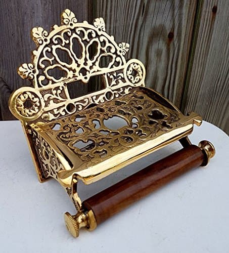 Image of Assorted Collections Toilet Paper Holder – Solid Brass Victorian Style Wall Mounted - Toilet Loo Roll Holder - Novelty