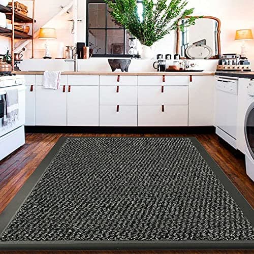Image of Large Carpet Mat Waterproof Non Slip Strong PVC Backing Floor Mat - Grey, 120 x 150 cm - High Traffic Area Rug Dirt Trapper Muddy Paws Rug