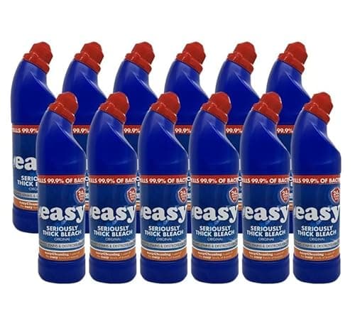 Image of Easy Original Thick Bleach - Powerful 99.9% Bacteria Killer - Removes Stains & Destroys Odors - Ultimate Home Disinfectant Solution - Keep Your Home Clean and Hygienic - Pack of 12-750ml Bottles