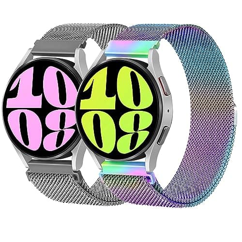 Image of LEIXIUER Milanese Loop Strap for Samsung Galaxy Watch 7/FE/6/6 Classic Strap 40mm 44mm 43mm 47mm,20mm Metal Mesh Band with Magnetic Lock for Galaxy Watch 4/5for Amazfit GTS 4/3,Black/Rose gold