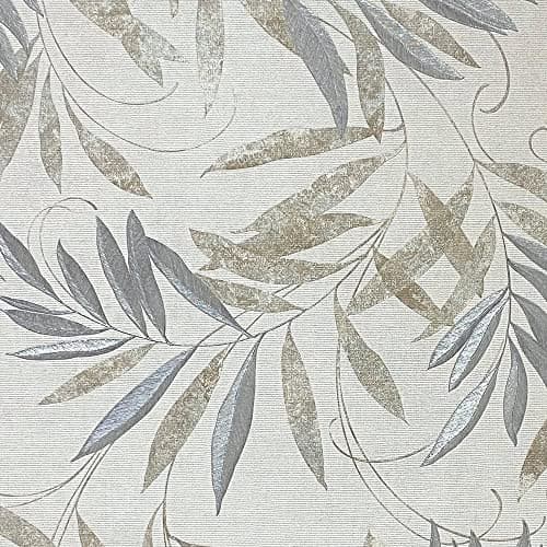 Image of Arthouse Luxury Leaf Natural Grey Wallpaper 299300 - Heavyweight Vinyl