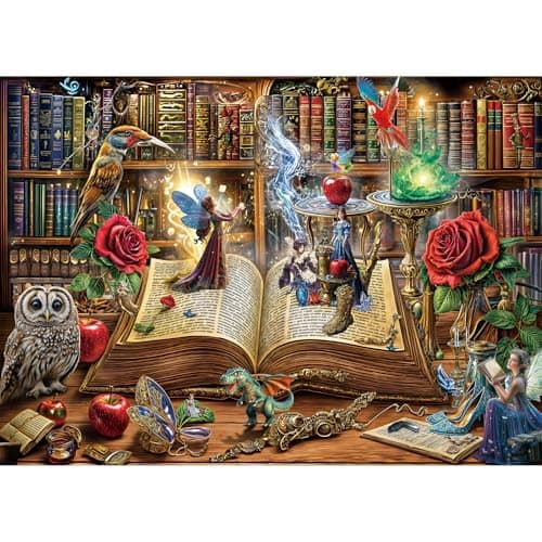 Image of Puzzles 1000 Pieces for Adults jigsaw puzzles for adults 1000 Piece Puzzle Challenging Game for The Whole for Women, Gifts for Men, Theme:Magic Book House