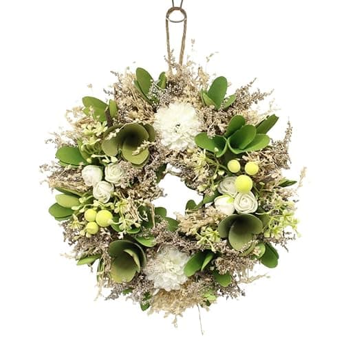 Image of URBNLIVING Door Wreath – Spring, Easter & Christmas Décor | Festive Home Decoration - Green & White