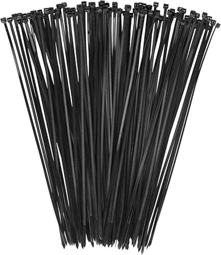 Image of DC VOLTAGE cableties Cable Ties, Black 200mm x 2.5mm Pack of 100, 8" Premium Nylon Zip Ties, Multi-Purpose Plastic Tie Wraps, Secure Self-Locking Mechanism, for Home, Garden, Office and DIY
