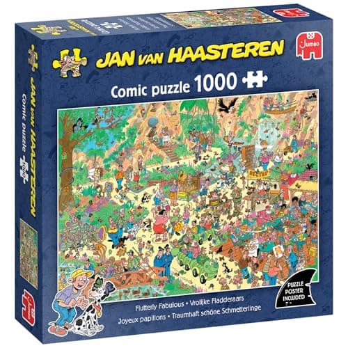 Image of Jan van Haasteren Flutterly Fabulous - 1000 Piece Adults Puzzle, Large 1000 Pc Jigsaw Puzzles - 100% Recycled Cardboard Jigsaws - Fun Brainteasing Adult Puzzle for Birthday & Christmas - 68 x 49cm
