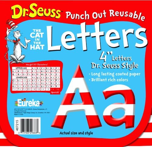Image of Eureka Back to School Dr. Seuss ABC Letter Cutouts, 200pc, 4'' x 4'' inches (487215)