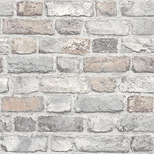 Image of Grandeco Vintage Brick Wall Textured Wallpaper, Pastel