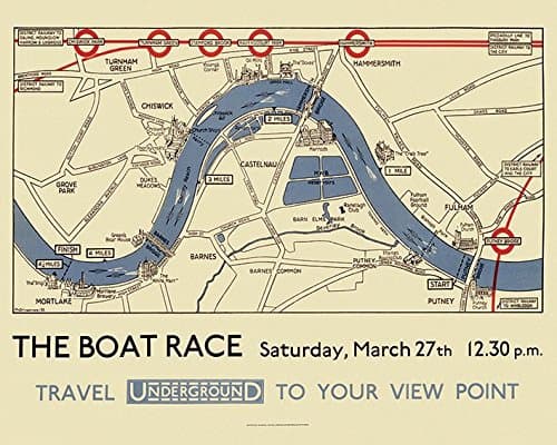 Image of Transport For London "Boat Race Map" Canvas Print, Cotton, Multi-Colour, 3.20 x 40.00 x 50.00 cm