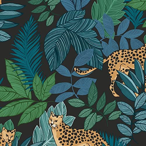 Image of Envy Cheetin' - Night Wallpaper | Paste The Wall Application | Navy Animal Wallcovering | Eco-Friendly