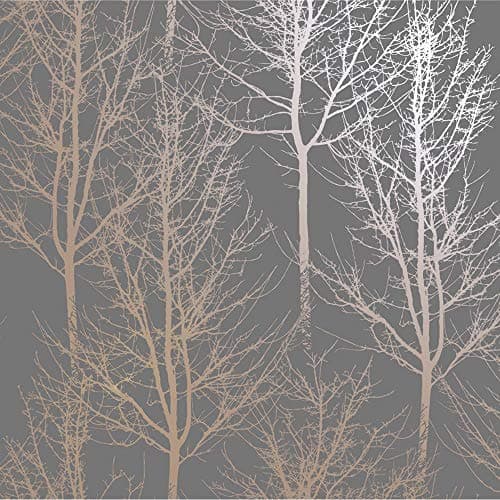 Image of Dark Grey Rose Gold Trees Wallpaper Metallic Shine Rhea Zandra Y�L