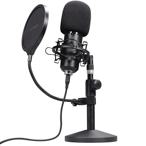 Image of GXTrust 269 Emita II Microphone with Table Stand, Streaming Studio USB Mic Including Shock Mount and Desk Stand, with Pop and Wind Filter for PC, Laptop, Gaming, ASMR, Podcast, Youtube, Black