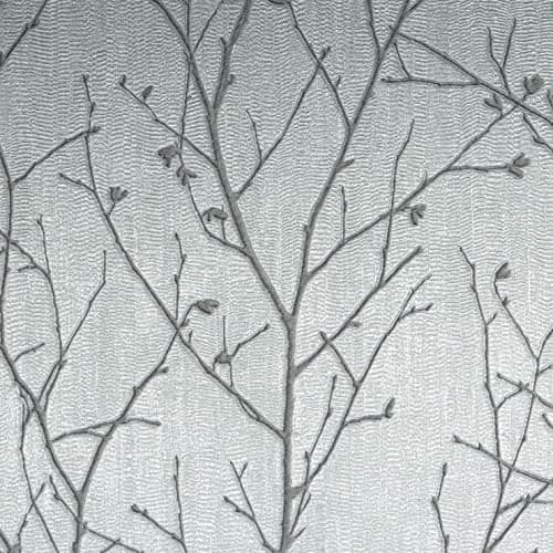Image of Boutique Silver Water Silk Sprig Wallpaper