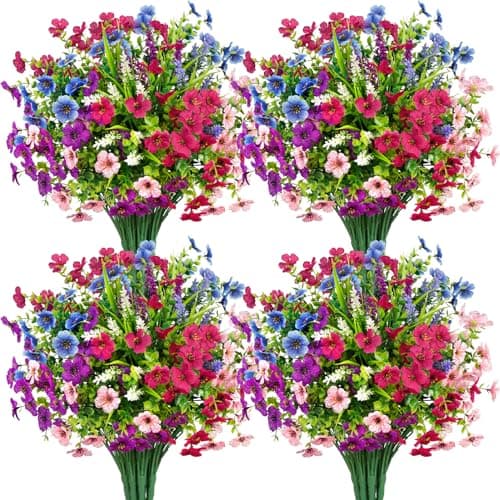 Image of BlueCloudy 14 Bundles Artificial Flowers Outdoor Fake Silk Flower Faux Plants Plastic UV Resistant Realistic Daisy Decoration for Outdoors Indoor Spring Summer Yard Window Box Home Decor