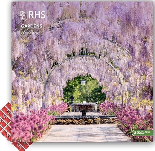 Image of Royal Horticultural Society Gardens Calendar 2027 RHS Square Flowers Nature Wall Calendar with Free Organising Stickers (Plastic Free)