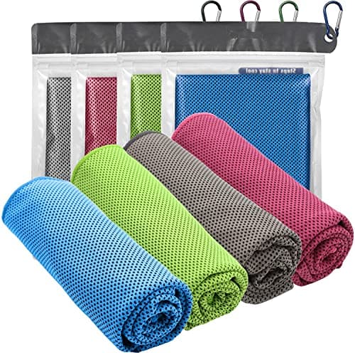 Image of DDSHUN 4 Pcs Cooling Towels, 100x30cm, Cool Cold for Neck, Microfibre Soft Breathable Chilly, for Sports Yoga, Golf, Gym, Camping, Fitness, Workout, Running & More Activities
