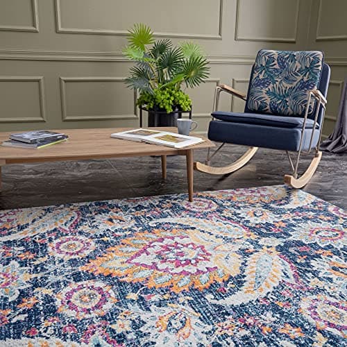 Image of THE RUGS Multicoloured Vintage Area Rug for Living Room Bedroom – Small 80x150 cm, Soft Short Pile Oriental Style
