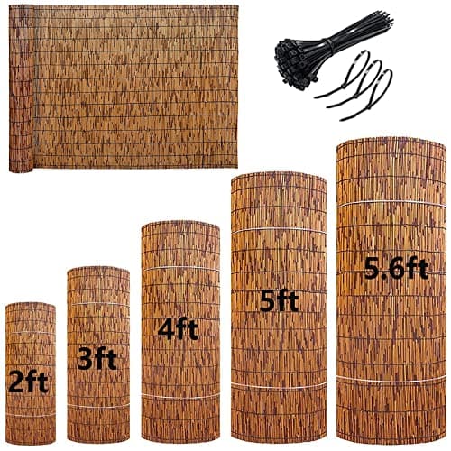 Image of HSPLXYT Natural Fencing, Reed Screen, Privacy Fence, Bamboo Roll-Up Blind Shades, 2-5 Feet High, Hand-Woven, Sun Shade, Waterproof (Size: 61x400CM(2x13ft))