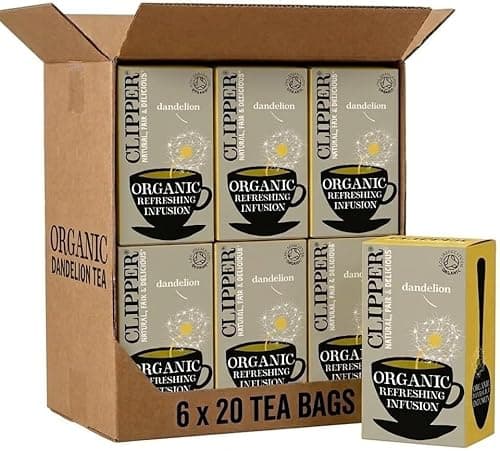 Image of Clipper Organic Dandelion Tea Bags, 120 Count (6x20) | Caffeine-Free Herbal Infusion for Wellness & Digestion | Unbleached & Biodegradable
