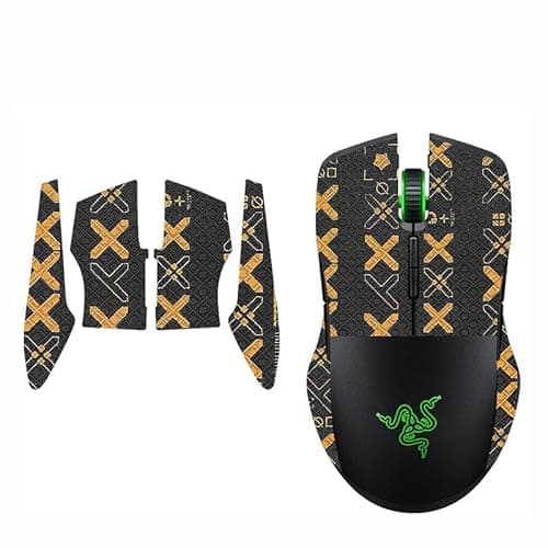Image of Printed Full/Half Cover Mice Sticker Anti-Slip Mouse Sticker for Razer LANCEHEAD Tournament Edition Wired Gaming Mouse,Black Gold Half