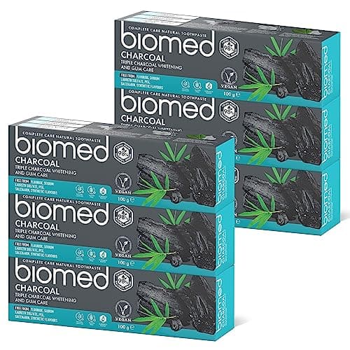 Image of Biomed Triple Charcoal 98% Natural Whitening Toothpaste | Gum Care, Bamboo Charcoal | Vegan, SLES Free 100g 3 Pack