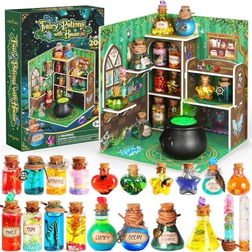 Image of Magic Fairy Potions Kit with House, 20 Magic Potions Mix with Luck Gems, Creative Birthday Gift Craft Toy for Kids Age 6+ Years