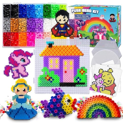 Image of FUNZBO 5500 5mm Fuse Beads Kit - 24 Colors | 111 Patterns, Arts and Crafts for Girls and Boys, Kids Toys Set, Gifts for Kids, Teens and Adults Age 5+ Years Old